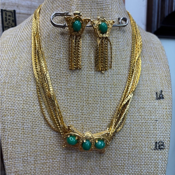 Peking glass statement 18” necklace and 2” earrings! - Picture 3 of 7